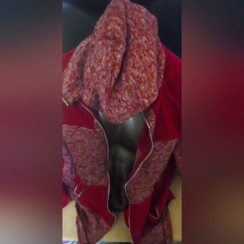 Red Jacket with hood skater jacket distressed broken in vintage